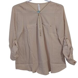 RESIDENTS ON WOMEN'S BEIGE LONG SLEEVE BLOUSE SIZE M